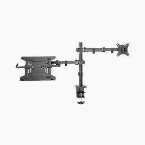 Monitorarm met laptoptray