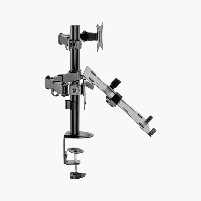 Monitorarm met laptoptray