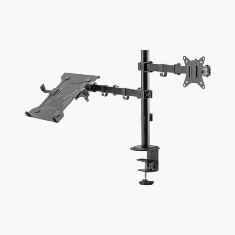 Monitorarm met laptoptray