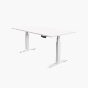Elektrisch zit-sta bureau Basic wit met wit frame en wit blad – in hoogte verstelbaar zit-sta bureau voor thuis of licht zakelijk gebruik