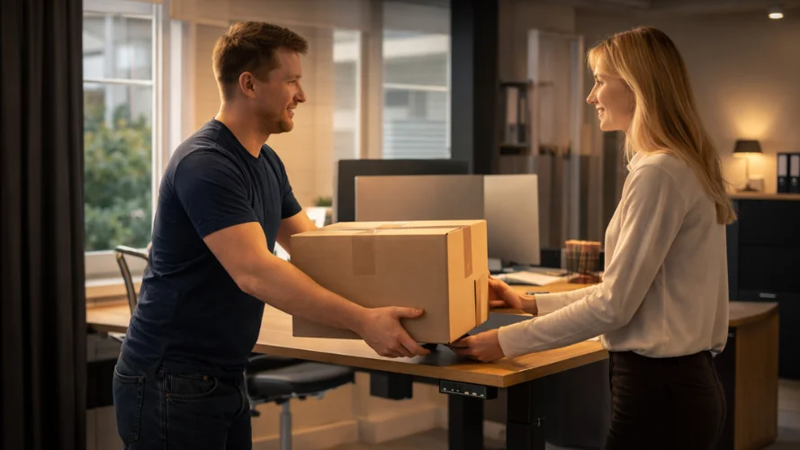 Product wordt overgedragen voor ruilen of retourneren binnen kantooromgeving